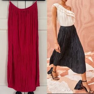 Ulla Johnson Dioni Skirt Orchid Hot Pink Pleat Crinkle‎ Plisse Satin Midi Size 0